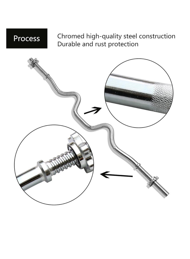 Spall EZ Curl Barbell Bar with Spin-Lock Collars – 47" Chrome-Plated Solid Steel Curling Bar for Biceps, Triceps, Arm, and Upper Body Strength Training - Image 5