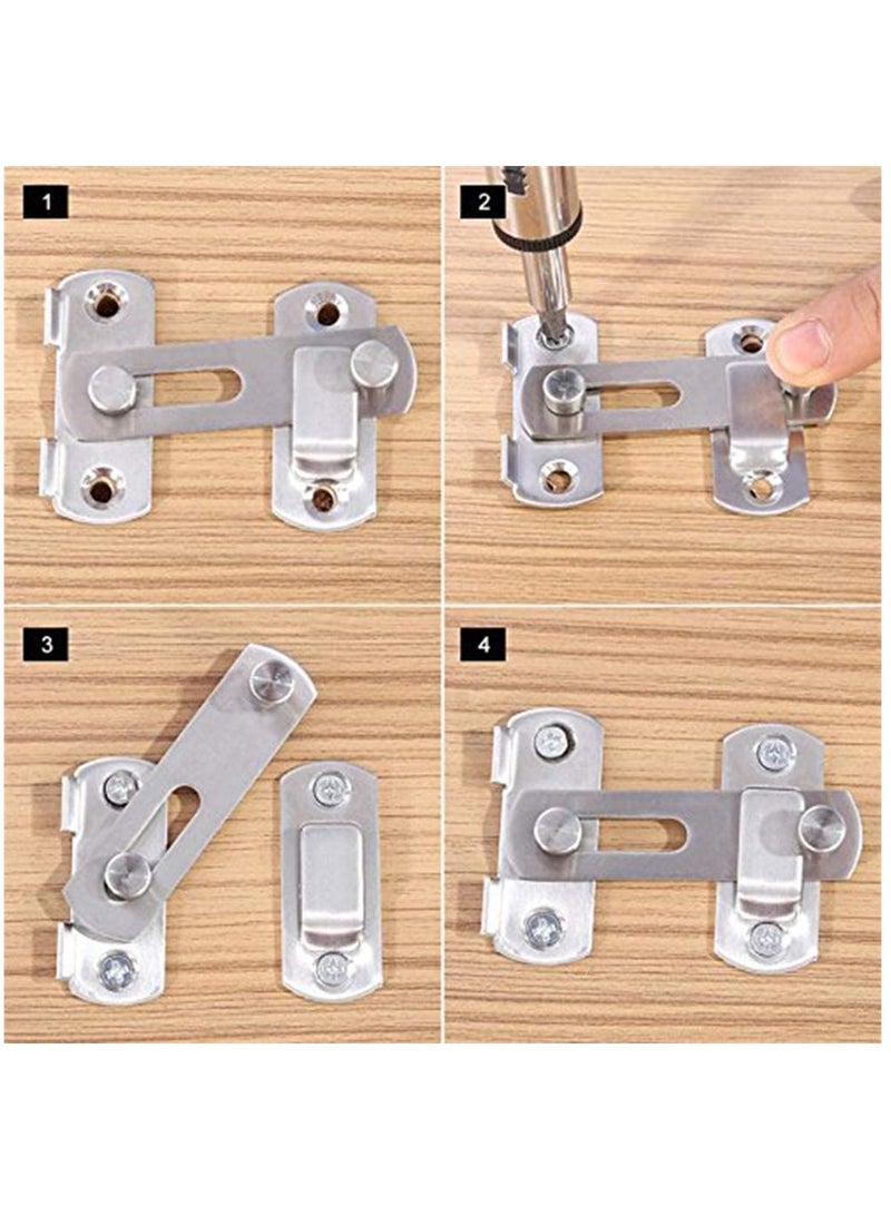 SYOSI Safety Door Lock, Stainless Steel Flip Latch Gate Latches Bar Latch Hasp Lock Sliding for Window Cabinet Room Accessorries, Brushed Finish - Image 4