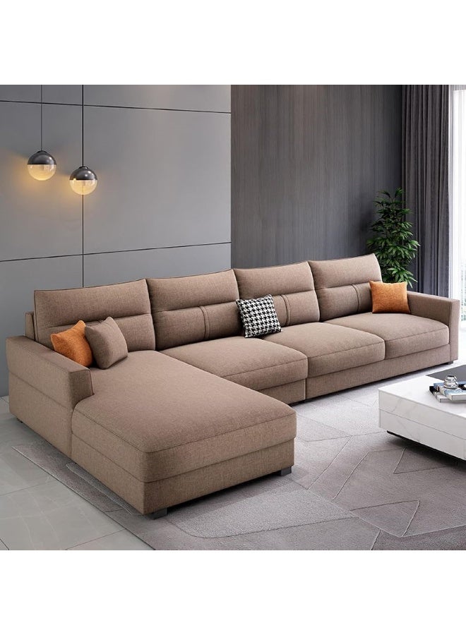 Poppins Home Modern L-Shaped Living Room Sofa with Chaise and Concealed Support (Coffee Brown, RIGHT BED)  - Image 1