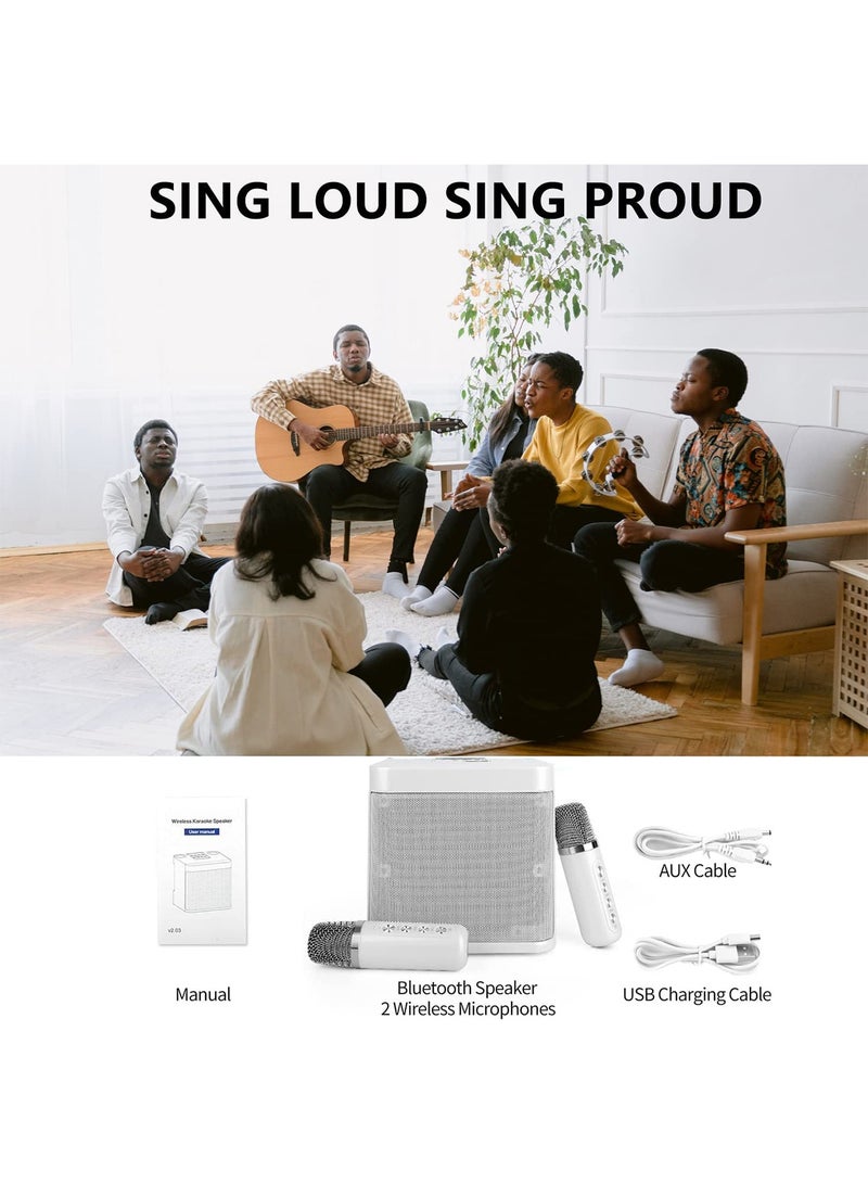 Karaoke Speaker Machine with 2 Wireless Microphones Portable Bluetooth with Echo and Vocal Cut - Image 5