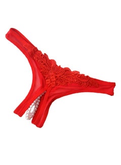 NIBEMINENT Pearl Crotchless Thong Brief Red 