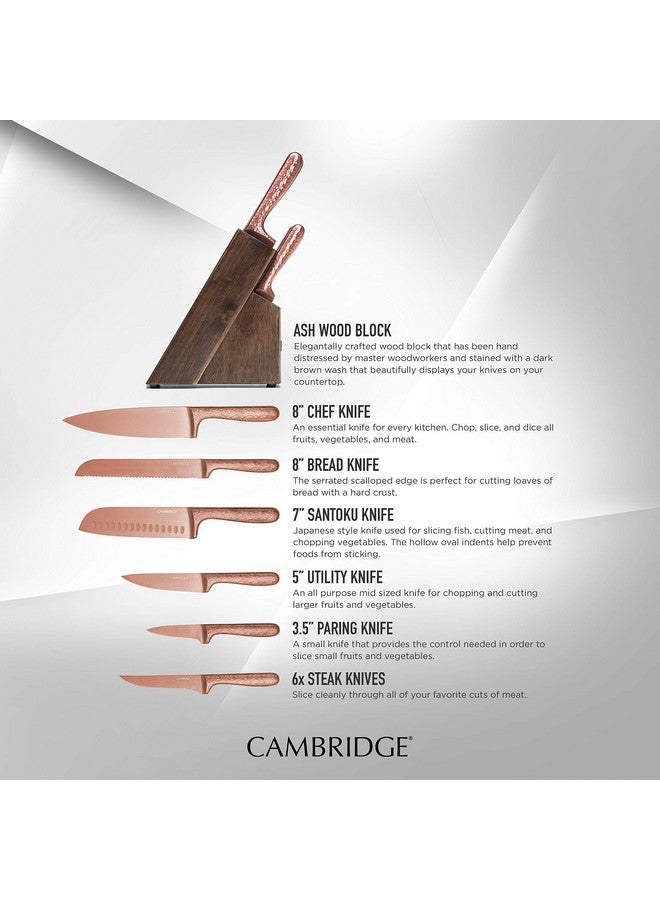 Cambridge Silversmiths Rame Hammered Copper 12-Piece Cutlery Set with Block - Image 2