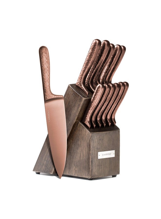 Cambridge Silversmiths Rame Hammered Copper 12-Piece Cutlery Set with Block - Image 1