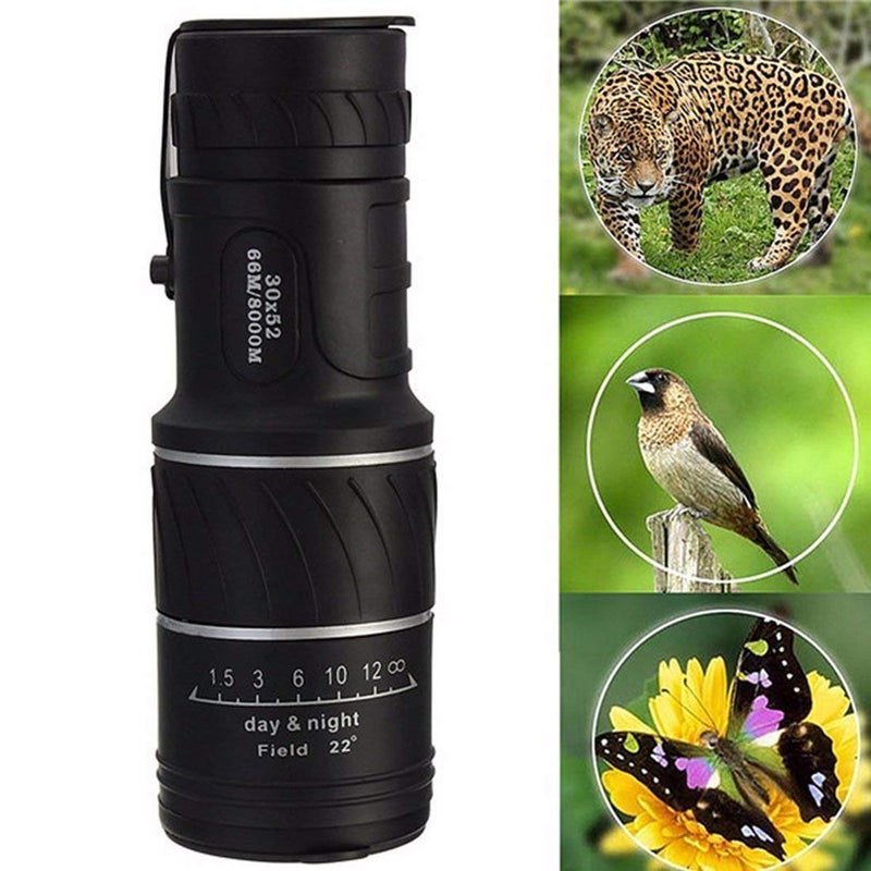 Iktu 30x52 HD Optical Monocular Camping Hiking Telescope Bird Watching - Black - Image 2