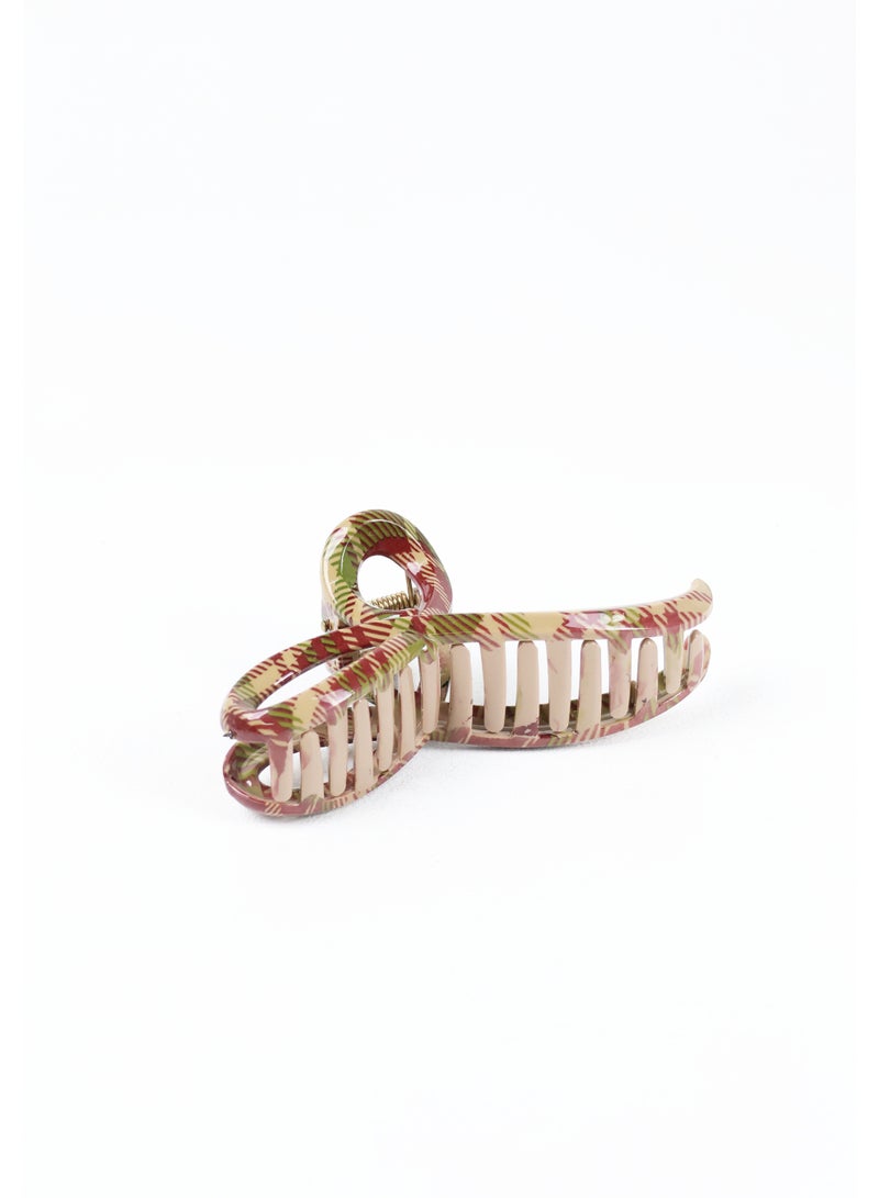 ZAAS Earthy Plaid Glossy Hair Claw Clip - Image 1