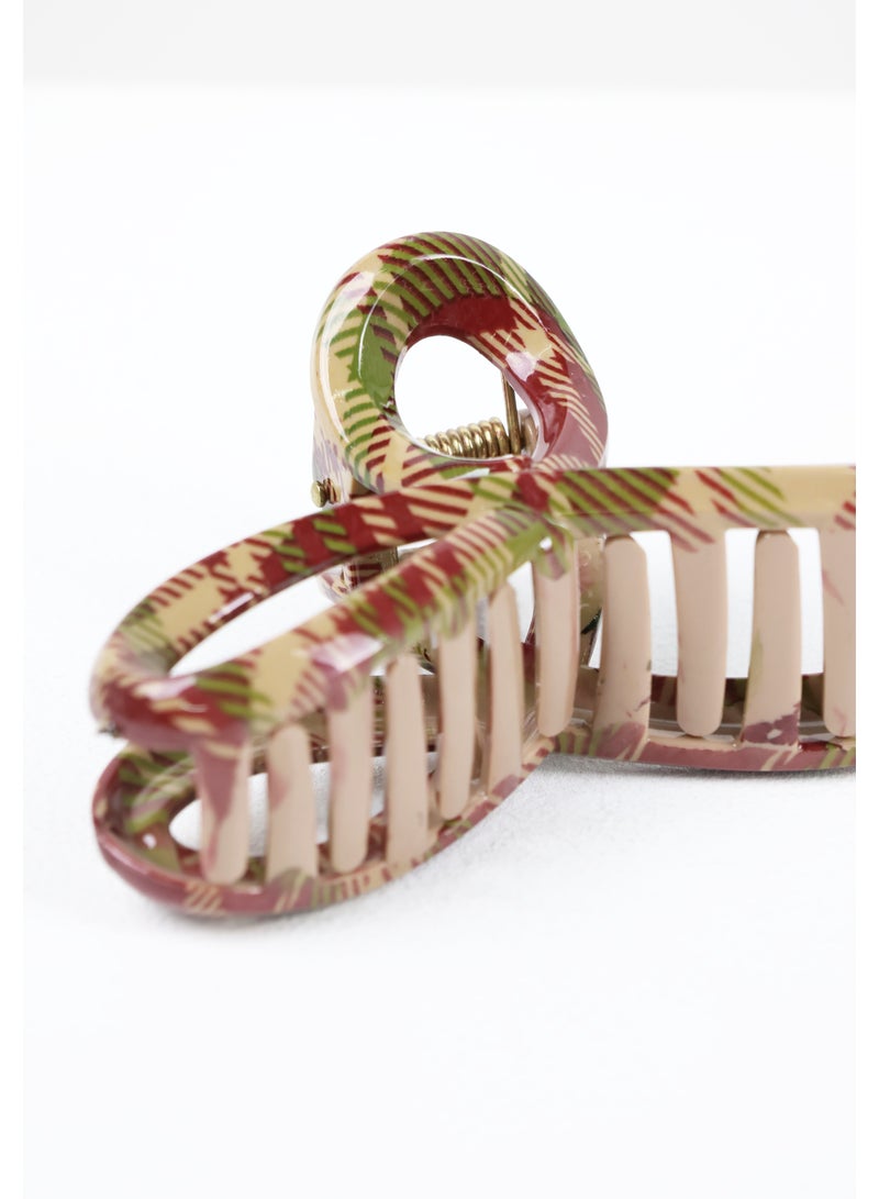 ZAAS Earthy Plaid Glossy Hair Claw Clip - Image 2