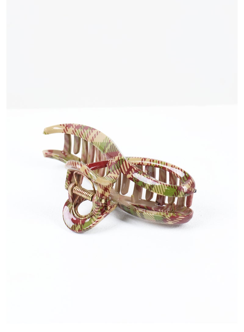 ZAAS Earthy Plaid Glossy Hair Claw Clip - Image 5