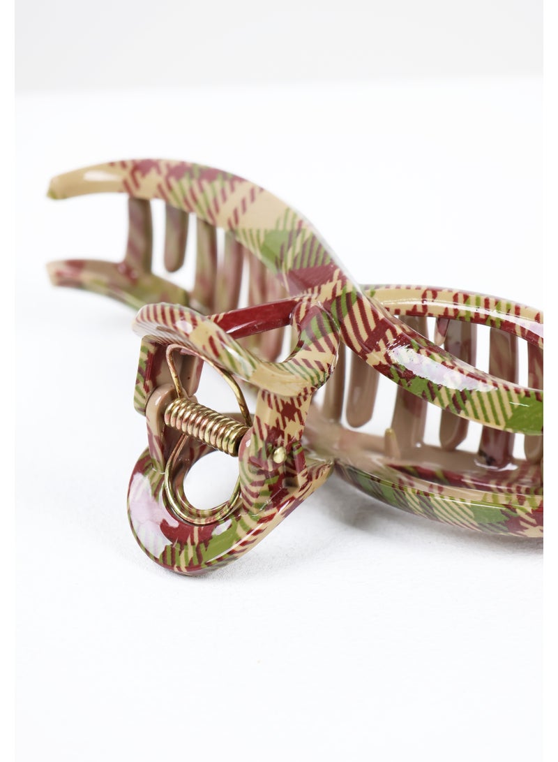 ZAAS Earthy Plaid Glossy Hair Claw Clip - Image 3
