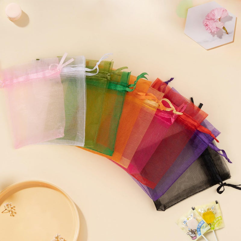 Crweety 50 Pcs Mixed Color Organza Bags 5X7 Inch  Small Gift Bags Small Mesh Bags Drawstring Goodie Bags For Wedding Party Favor Christmas - Image 2