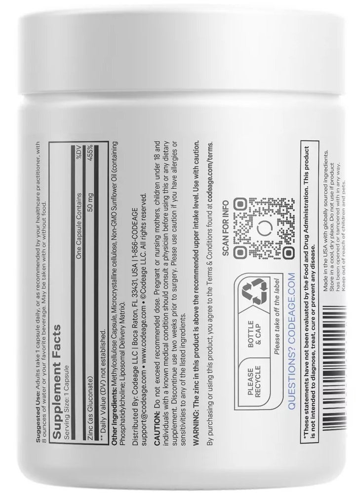 Codeage Liposomal Zinc 50+ Bioavailable* 100 Vegetable Capsules  - Image 5