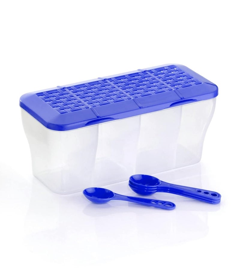 OLMARTT KITCHENWARE Multipurpose 4 in 1 Masala Box for Kitchen | Airtight Transparent 4 Compartment Spice & Dry Fruits Storage Container with 4 Spoons, 1800ml (Multicolor) - Image 5
