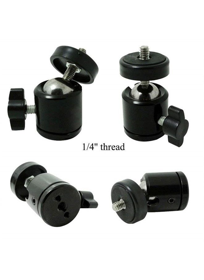 SLOW DOLPHIN Hot Shoe Mount Adapter 360 Degree Swivel Mini Ball Head 1/4 Tripod Screw Head for Cameras, Camcorders, Smart Phone, LED Video Light, Microphone(4 Packs) 