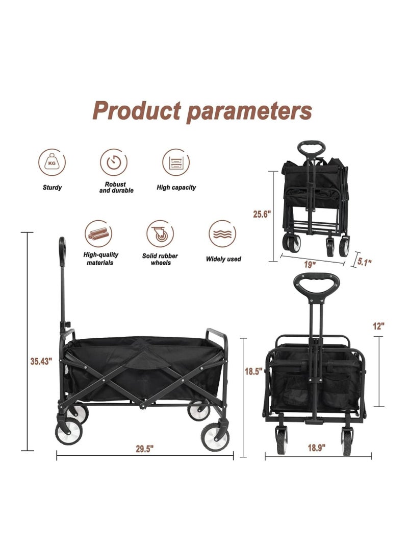 Arabest - Folding Wagon, Collapsible Garden Cart with 360 Degree Swivel Wheels & Adjustable Handle, Outdoor Wagon for Garden Beach Grocery Camping(Camouflage) - Image 1