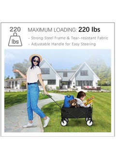 Arabest Folding Wagon, Collapsible Garden Cart with 360 Degree Swivel Wheels & Adjustable Handle, Outdoor Wagon for Garden Beach Grocery Camping(Camouflage)  - Image 5
