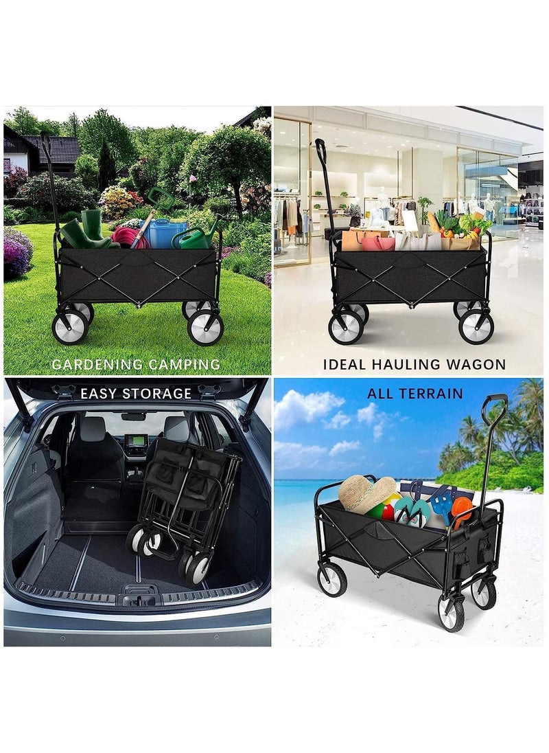 Arabest - Folding Wagon, Collapsible Garden Cart with 360 Degree Swivel Wheels & Adjustable Handle, Outdoor Wagon for Garden Beach Grocery Camping(Camouflage) - Image 1