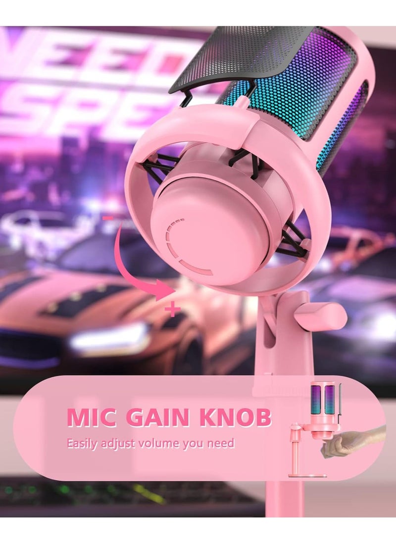 Generic RGB Gaming Microphone for PC/PS5 with Volume Controlling, Pop Filter, Gaming Mic with Quick Mute, Condenser Podcast Microphone for Streaming Twitch/Discord/YouTube  - Image 2