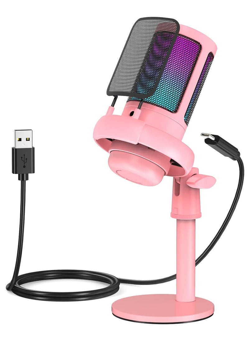 Generic RGB Gaming Microphone for PC/PS5 with Volume Controlling, Pop Filter, Gaming Mic with Quick Mute, Condenser Podcast Microphone for Streaming Twitch/Discord/YouTube  - Image 1