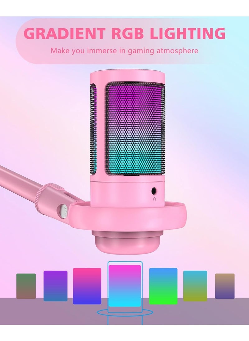 Generic RGB Gaming Microphone for PC/PS5 with Volume Controlling, Pop Filter, Gaming Mic with Quick Mute, Condenser Podcast Microphone for Streaming Twitch/Discord/YouTube  - Image 3