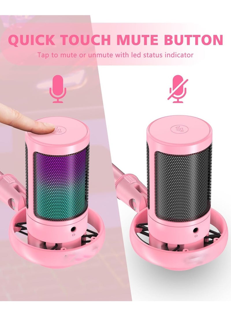 Generic RGB Gaming Microphone for PC/PS5 with Volume Controlling, Pop Filter, Gaming Mic with Quick Mute, Condenser Podcast Microphone for Streaming Twitch/Discord/YouTube  - Image 5