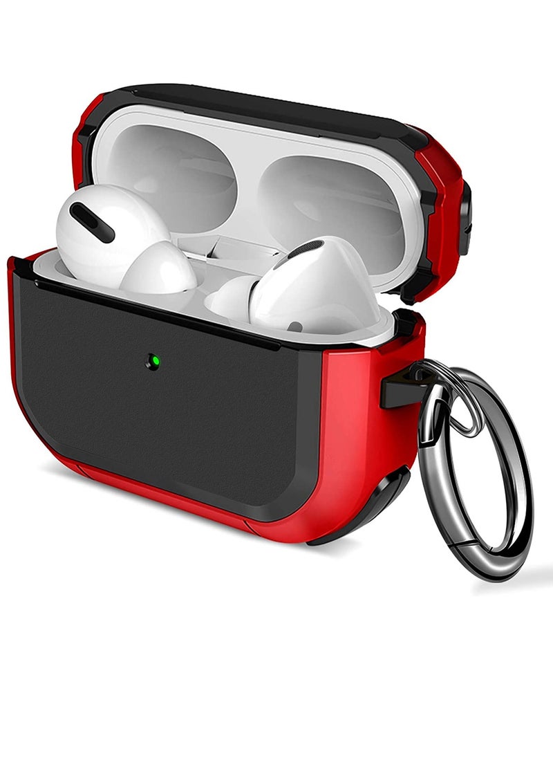 Generic - AirPods Pro 2 Case Cover with Keychain Rugged Armor Designed Compatible for Apple Airpods Pro 2nd Case 2022 and Airpods Pro 2019 Case for Women Men Front LED Visible Red - Image 1
