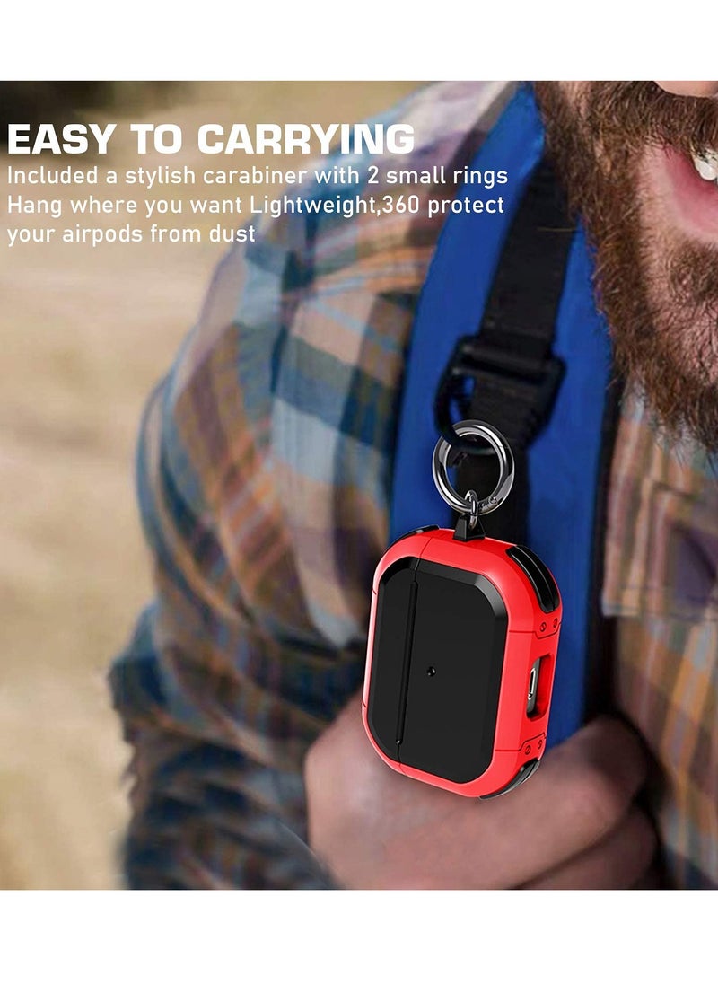 Generic - AirPods Pro 2 Case Cover with Keychain Rugged Armor Designed Compatible for Apple Airpods Pro 2nd Case 2022 and Airpods Pro 2019 Case for Women Men Front LED Visible Red - Image 1
