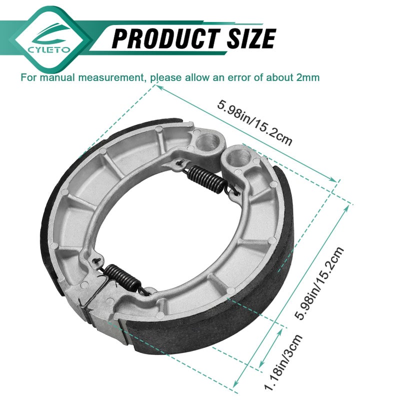 Cyleto Rear Brake Shoe for Honda Rancher 350 400 420 Foreman 400 450 500 520 OEM# 06430-HN0-A30 06430-HN0-A01 06430-HN0-A20 06430-HN0-A01 - Image 2