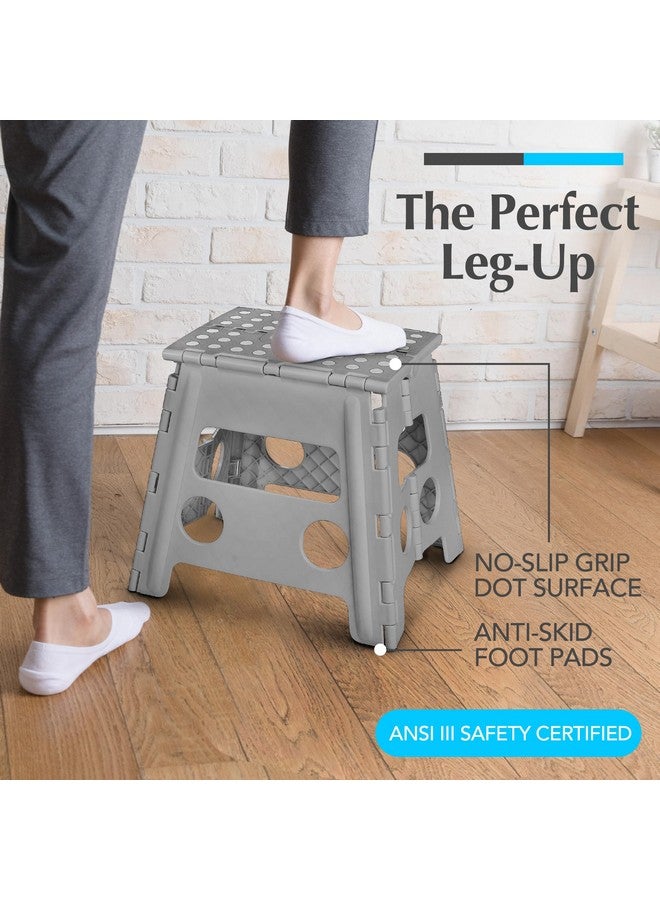 Handy Laundry Handy Laundry Folding Lightweight Step Stool is Sturdy Enough to Support Adults and Safe Enough for Kids. Opens Easy with One Flip. Great for Kitchen, Bathroom or Bedroom. (Grey - 13 inch)  - Image 2