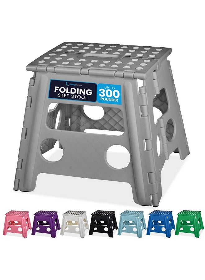 Handy Laundry Handy Laundry Folding Lightweight Step Stool is Sturdy Enough to Support Adults and Safe Enough for Kids. Opens Easy with One Flip. Great for Kitchen, Bathroom or Bedroom. (Grey - 13 inch)  - Image 1