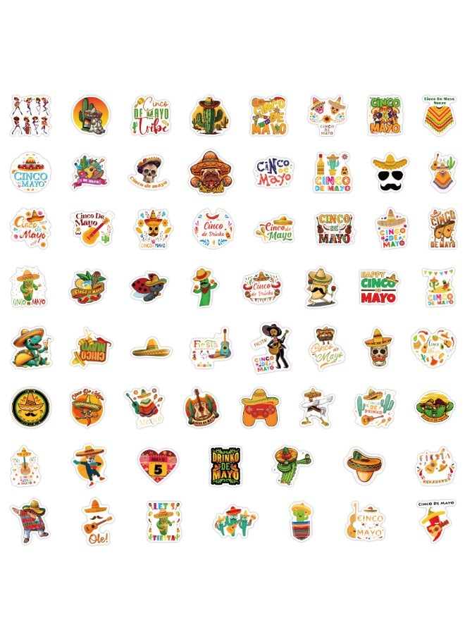 NIBEMINENT 60 Pcs Cinco De Mayo Deco Kit Waterproof Stickers, High Definition Printing Bright Colors, Suitable for Laptop Skateboard Luggage Water Bottle Guitar DIY - Image 3