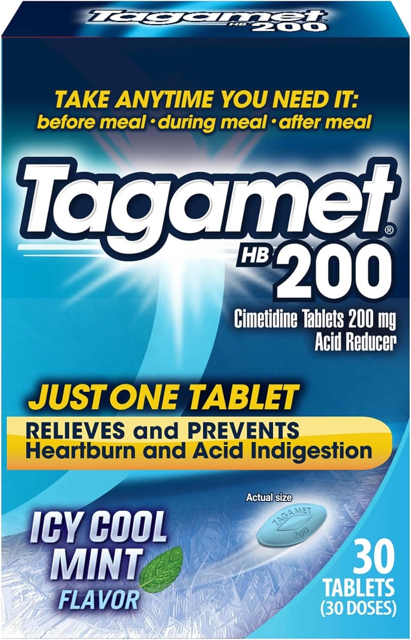 Tagamet Icy Cool Mint Acid Reducer Cimetidine Tablets 200mg 30 Count - Image 1