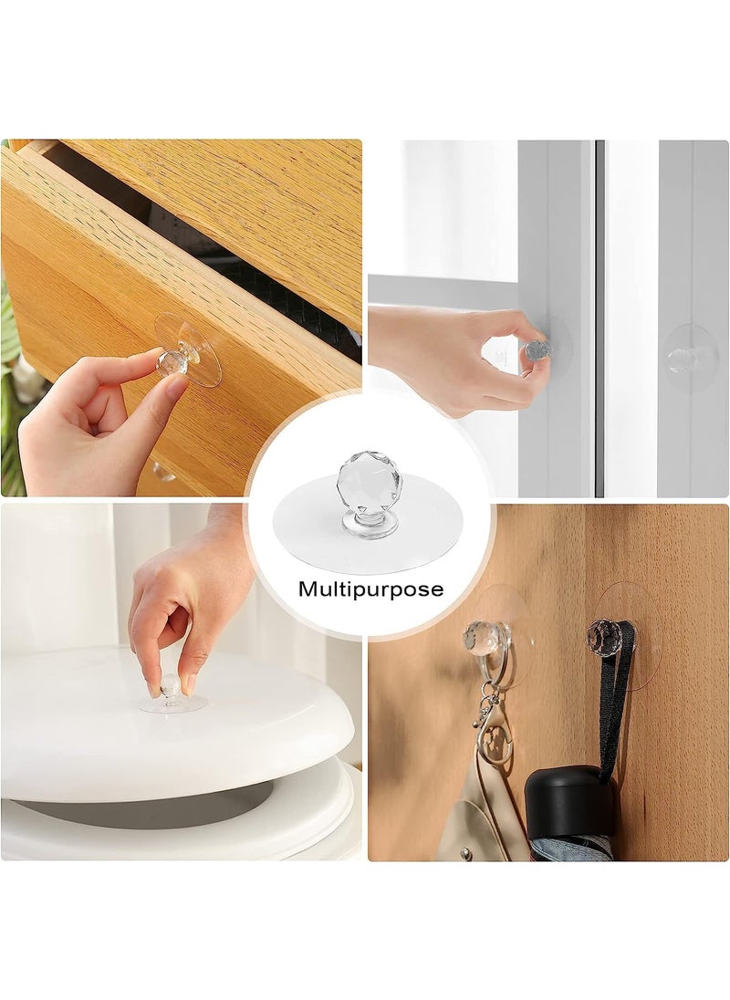 EXOFLY EXOFLY Cabinet Drawer Pull Knobs Self Adhesive Clear Acrylic Crystal Shaped Pulls Handles Knobs for Wardrobe Kitchen Cupboard Bathroom Dresser Furniture Door Window Pack of 4  - Image 5