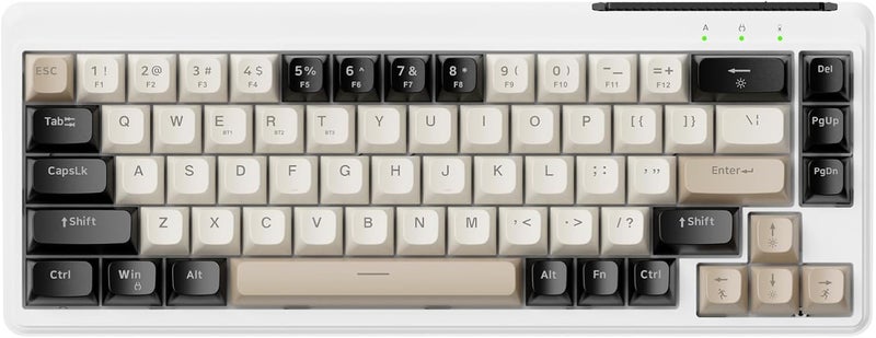 LexonElec X FREEWOLF M68 60% Wireless Gaming Keyboard, QWERTY Layout, BT/2.4G/Wired Silent Membrane Keyboard, Rainbow Backlit 67 Keys PBT Keycaps, 2000mAh Portable for Gamer/Office - Creamy - Image 1