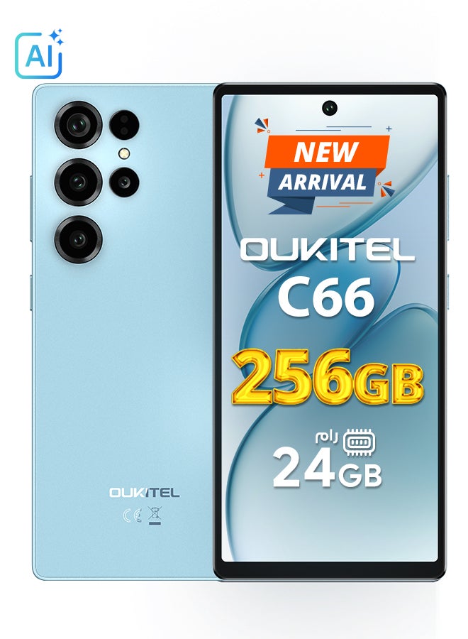 Oukitel C66 Dual SIM Blue 8+16GB RAM 256GB 4G - Middle East