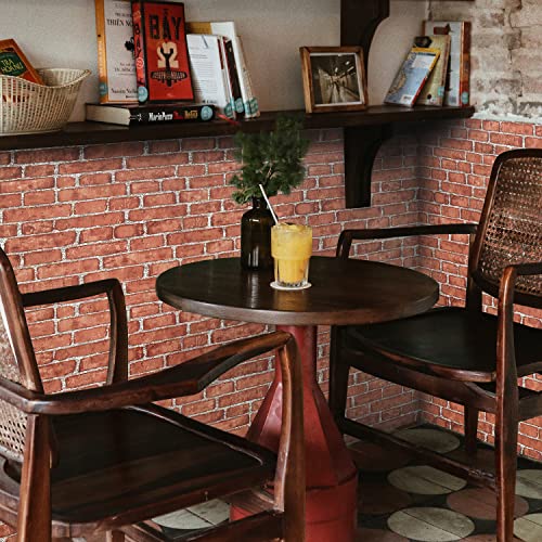 Naphite Red Brick Peel and Stick Wallpaper 3D Faux Brick Contact Paper for Cabinets/Drawers Self Adhesive Removable Wallpaper Wrapping Paper Backsplash Fireplace Kitchen Waterproof 17.7inW 197inL - Image 2