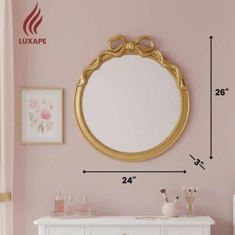 Luxape 24-Inch Gold Bow Resin Mirror â€“ Perfect Decorative Accent for Nursery and Elegant Baby Room Decor (Gold, 26x24in) - Image 4