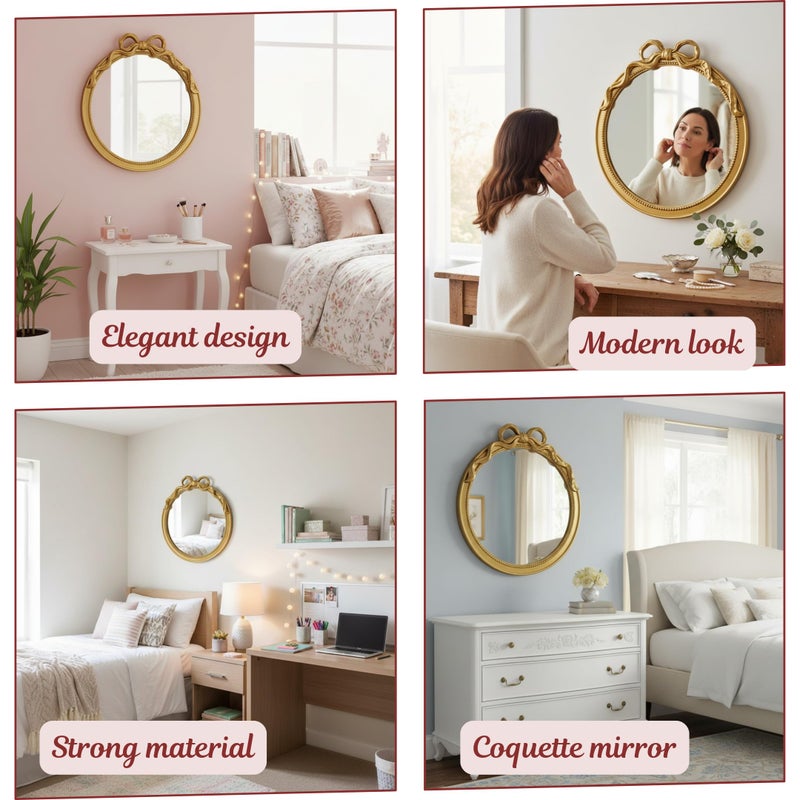 Luxape 24-Inch Gold Bow Resin Mirror â€“ Perfect Decorative Accent for Nursery and Elegant Baby Room Decor (Gold, 26x24in) - Image 5