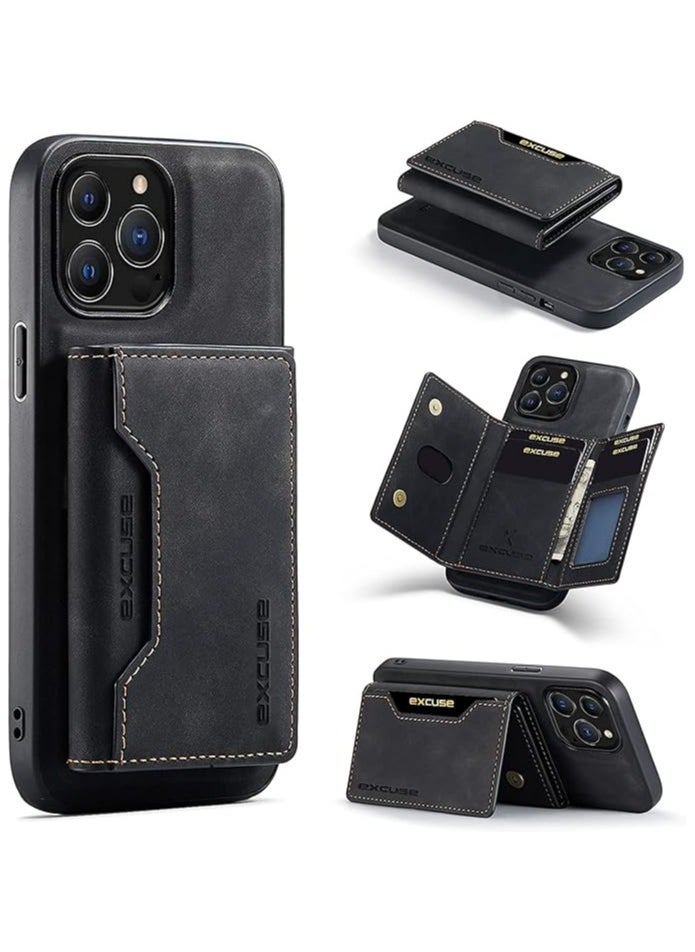 Excuses - 2 in 1 iPhone cases for 14 pro Max with detachable Magnetic wallet Premium Quality - Black - Image 1