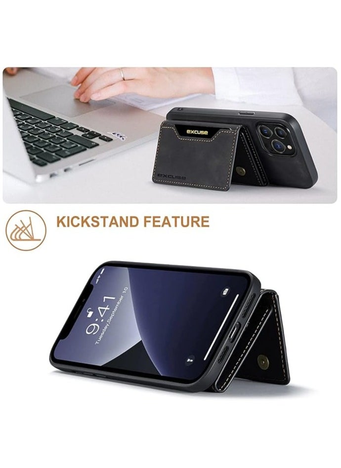Excuses - 2 in 1 iPhone cases for 14 pro Max with detachable Magnetic wallet Premium Quality - Black - Image 1