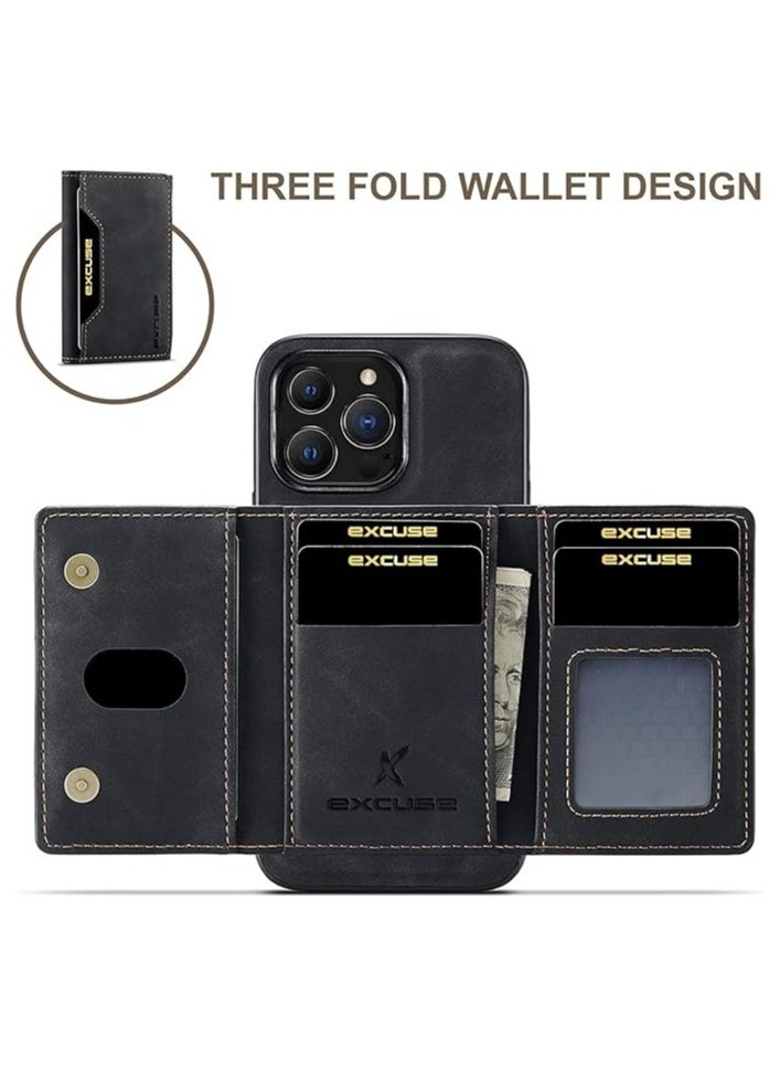 Excuses - 2 in 1 iPhone cases for 14 pro Max with detachable Magnetic wallet Premium Quality - Black - Image 1