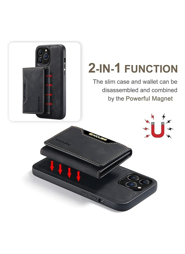 Excuses - 2 in 1 iPhone cases for 14 pro Max with detachable Magnetic wallet Premium Quality - Black - Image 1