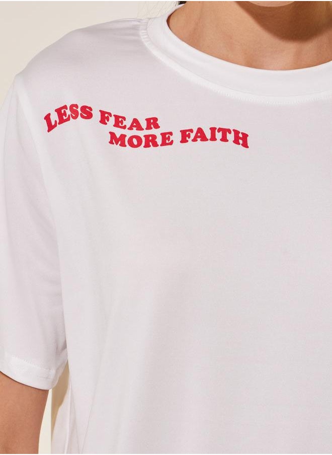 Styli - Women White Slogan Print Short Sleeve Regular Fit T-Shirt - Image 1