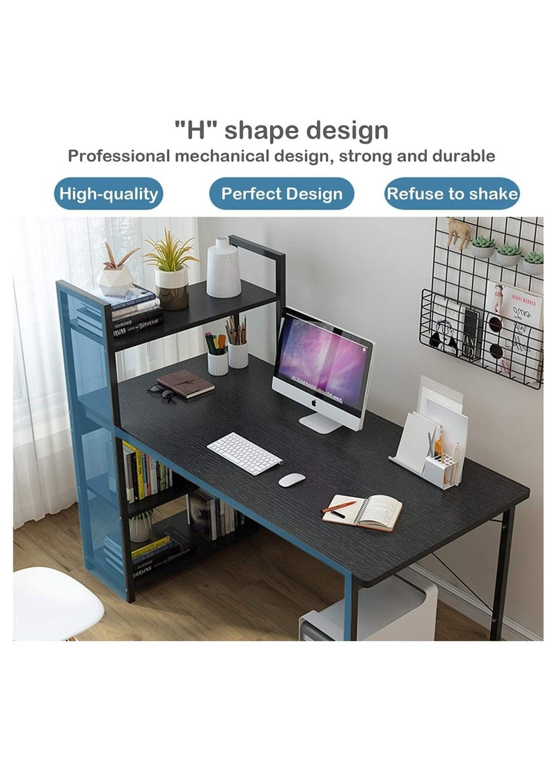 AGD Study desk with storage shelving unit suitable for home and office in modern black style - Image 2