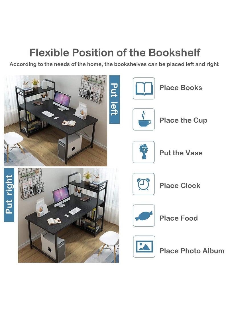 AGD Study desk with storage shelving unit suitable for home and office in modern black style - Image 4