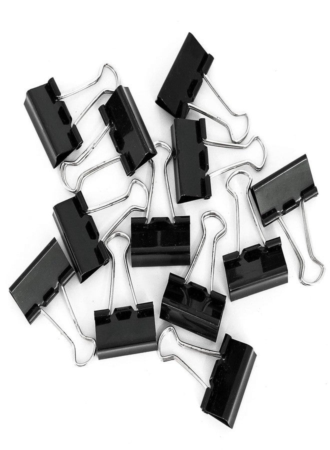TULMAN 12 Pcs Binder Clip 32mm Paper Clips for Notes Letter Paper Holding Clamp for Office, School, College - Black - Image 1
