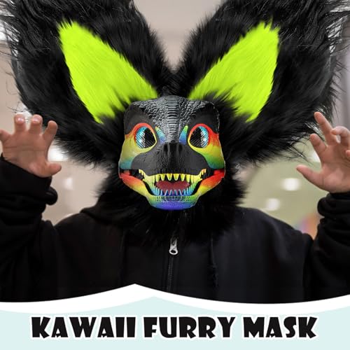 Seenelling 13 Pcs DIY Dino Mask Kit Hard Plastic Dinosaur Mask Furry Therian Dino Costume Kit Animal Dinosaur Party Costume(Natural Color) - Image 5