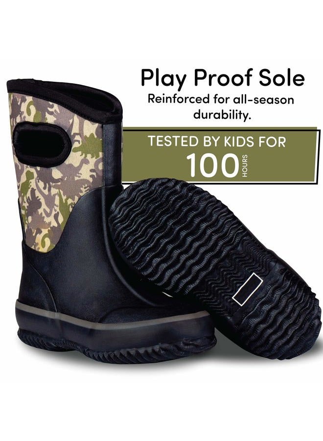 LONECONE Lone Cone Insulating All Weather MudBoots for Toddlers and Kids - Warm Neoprene Boots for Snow, Rain, and Muck, Camo-saurus, 4 Toddler - Image 2