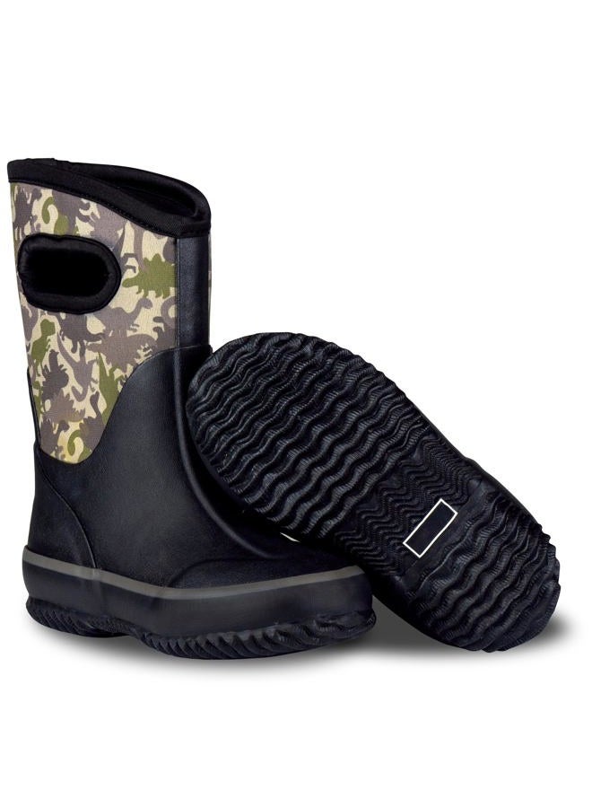 LONECONE Lone Cone Insulating All Weather MudBoots for Toddlers and Kids - Warm Neoprene Boots for Snow, Rain, and Muck, Camo-saurus, 4 Toddler - Image 1