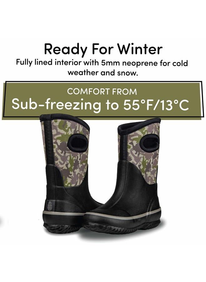 LONECONE Lone Cone Insulating All Weather MudBoots for Toddlers and Kids - Warm Neoprene Boots for Snow, Rain, and Muck, Camo-saurus, 4 Toddler - Image 3