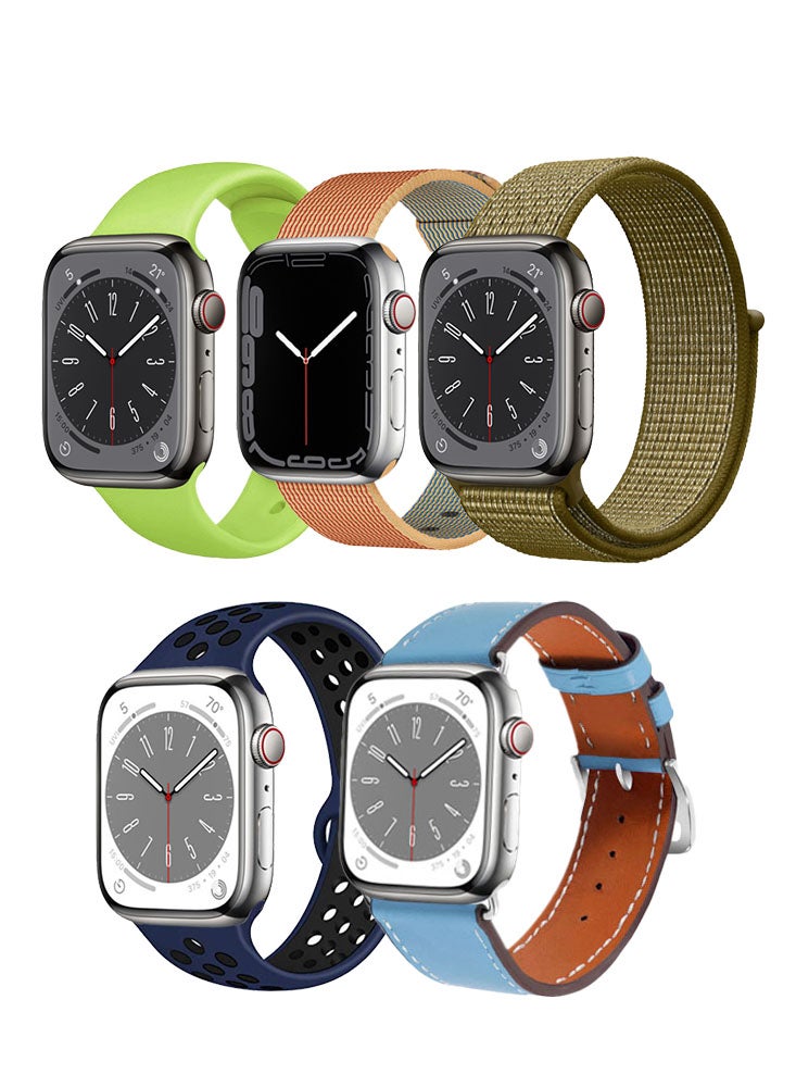 5pcs Watch Bands Replacement for Apple Watch Strap Compatible with Apple Watch 42/41/40/38mm Series 10/9/8/7/6/5/4/SE