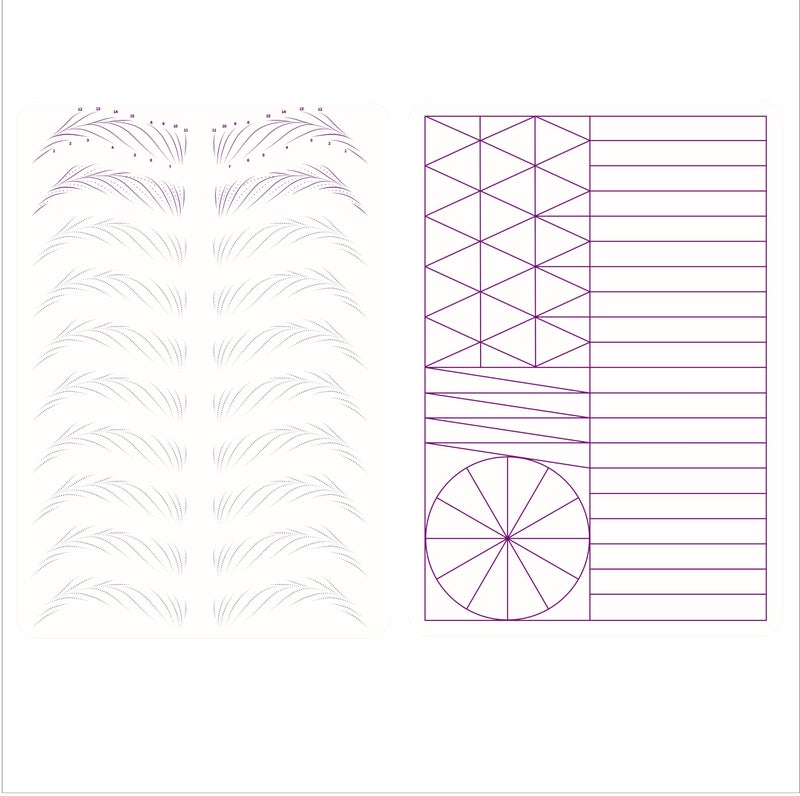 MARLLOGIVA 3 pcs Pink Microblading Hairstroke Practice Skin Hair strokes Pattern Pre-printed Silicone Practice Pad Permanent Makeup Eyebrow Tattoo Latex (White Skin-Purple Outline) - Image 1